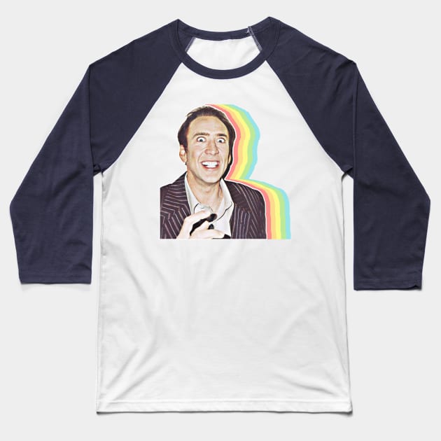 Crazy Nic Cage Baseball T-Shirt by DankFutura